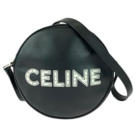 Céline Bolsa de ombro de couro com logo Dancing Kid da Celine Preto