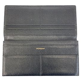 Yves Saint Laurent Vintage Black Leather Wallet Black