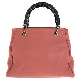 Bolsa Tote de Couro Gucci Bamboo Rosa