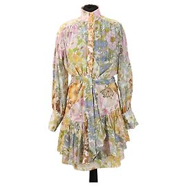 Vestido mini Zimmermann Super Eight multicolorido em algodão e seda Multicor