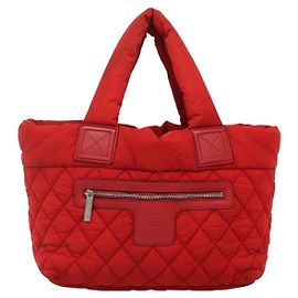 Chanel Coco Cocoon Reversible Tote Quilted Nylon Large Red