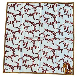 Conjunto de 6 manteles y 6 servilletas Hermès "Cestas Florales" Blanco Roja Dorado