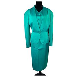 Yves Saint Laurent YSL tailleur verde da cerimonia con gilet 1988 Verde