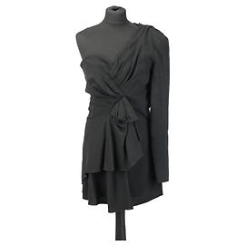 Saint Laurent One-Shoulder Mini Kleid Schwarz Schwarz