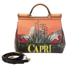 Sac Dolce & Gabbana Sicily Top Handle Capri Edition Orange Cuir Orange