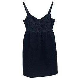 Dolce & Gabbana Mini Dress Black Wool Corset Bustier Black
