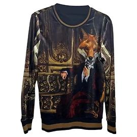 Pull Dolce & Gabbana Royal Fox imprimé noir Noir