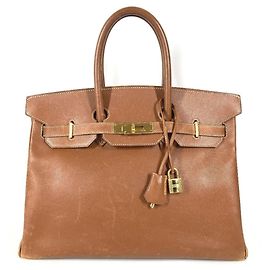 Hermès Hermes Birkin 35 Tote Bag in Gold Courchevel Leather Golden