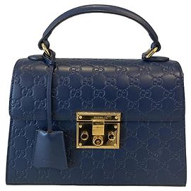 Borsa Gucci Padlock in pelle blu navy Blu navy