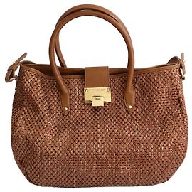 Jimmy Choo Raffia Schultertasche Bronze/Gold Bronze