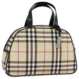 Bolso de mano de PVC beige con estampado Nova Check de BURBERRY Plata Auth ki6583A Plata Beige