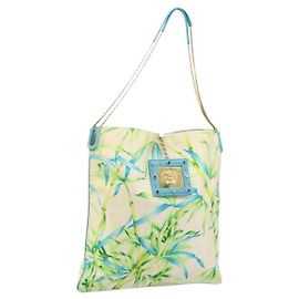 Versace Bolsa Tote de lona multicolorida dourada Auth bs33882 Multicor Dourado