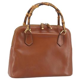 Sac à main en cuir Gucci Bamboo marron or 000 2058 0290 Auth bs33974 Marron Doré