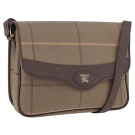 Borsa a Spalla Burberrys Nova Check in Tela Marrone Oro Auth bs33876 Marrone D'oro