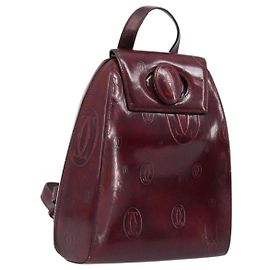 CARTIER Rucksack Lackleder Rot Gold Auth bs33722 Rot Golden