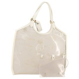 LOUIS VUITTON Sac Plage Via Epi en Vinyle Cuir Transparent Blanc M92153 LV Auth bs33391 Blanc Autre