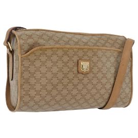 Céline Bolsa de Ombro em Lona Macadam CELINE Bege Dourado Auth bs33904 Bege Dourado