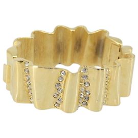 Pulseira de metal dourado com strass GIVENCHY Auth am10954A Dourado