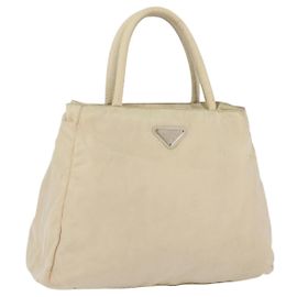 PRADA Handtasche Nylon Silber Beige Auth bs33932 Silber Beige