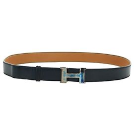 Hermès HERMES Constance Belt Leather Vintage 29.5"" Navy Auth am11019A Navy blue
