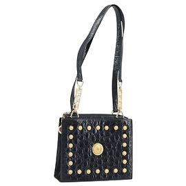 Borsa a Spalla Gianni Versace in Pelle Embossata Nera Oro Auth ARZ600A Nero D'oro