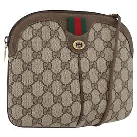Bolsa Gucci GG Supreme Web Sherry Line PVC Bege Ouro 904 02 047 Auth ep13699 Bege Dourado