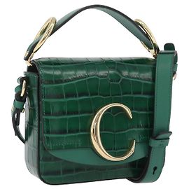Chloé Borsa Chloe C in pelle embossata 2 in 1 verde oro Auth am11062V D'oro Verde