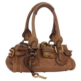 Chloé Paddington mini Handtasche Leder Braun Silber Gold Auth BA11188SAV Braun Silber Golden