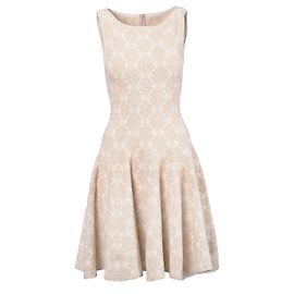 Alaïa Beige Wool Blend Stretch Knit Skater Dress Beige Other