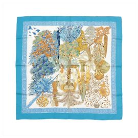 Fazzoletto di seta Hermès Carré 90 "Les Legendes de L'Arbre" in blu Blu