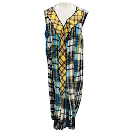 Marc Jacobs Blue Multi Plaid Patchwork Silk Dress Multiple colors