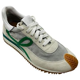 Baskets Loewe Flow Runner 2.0 en Suède et Nylon Blanc / Vert Blanc
