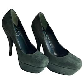 Yves Saint Laurent – Escarpins "Lucy 105" en Daim Vert Forêt Vert foncé