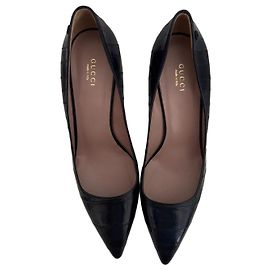 Gucci blaue Leder High Heels Blau