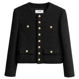 Céline Celine Woll-Tweed-Jacke Schwarz