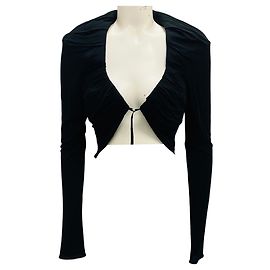 Jacquemus Schwarz Le Papier Le Haut Goccia Cropped Gathered Stretch-Jersey-Top Schwarz