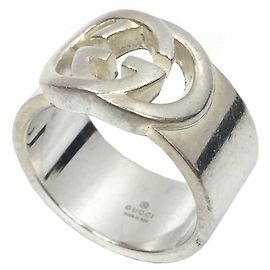 Breiter Interlocking G Ring von Gucci, Größe #, Silber, Ring Silber