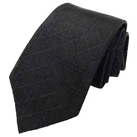 Cravatta Christian Dior, design Cannage, nera, da uomo. Nero