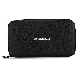Cartera larga de cuero con logo de Balenciaga Negro