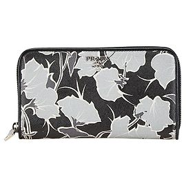 Prada Saffiano Leder Langbörse Schwarz