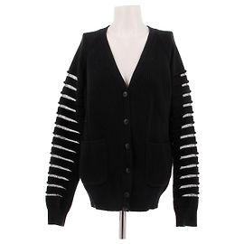 Alexander Wang Cardigan noir à rayures blanches Noir