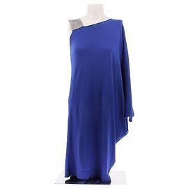 Balmain Blaue einärmelige Wollkleid Blau
