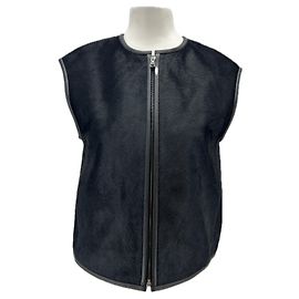 Autre Marque Jaqueta de couro com pelo preto Preto