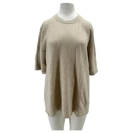 Autre Marque Grauer Kurzarmpullover "Raven" aus Wolle Grau