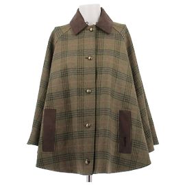 Barbour Grüne karierte Wollcape Khaki