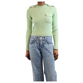 Prada Rippstrick-Pullover in Mintgrün mit Taschen - Größe UK 8 Grün