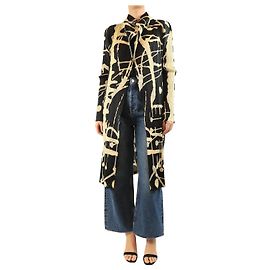 Pleats Please Schwarzer gemusterter Duster - Größe OS Schwarz