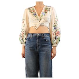 Zimmermann Cream linen wrap top - size UK 10 Cream