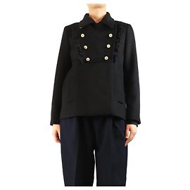 Gucci Black wool coat with pearl buttons - size UK 14 Black