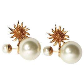 Dior Goldene Perlen-Sonnenblumen-Ohrringe Golden